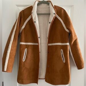 Women's Sherpa and Faux Suede Reversible Teddy Coat Jacket